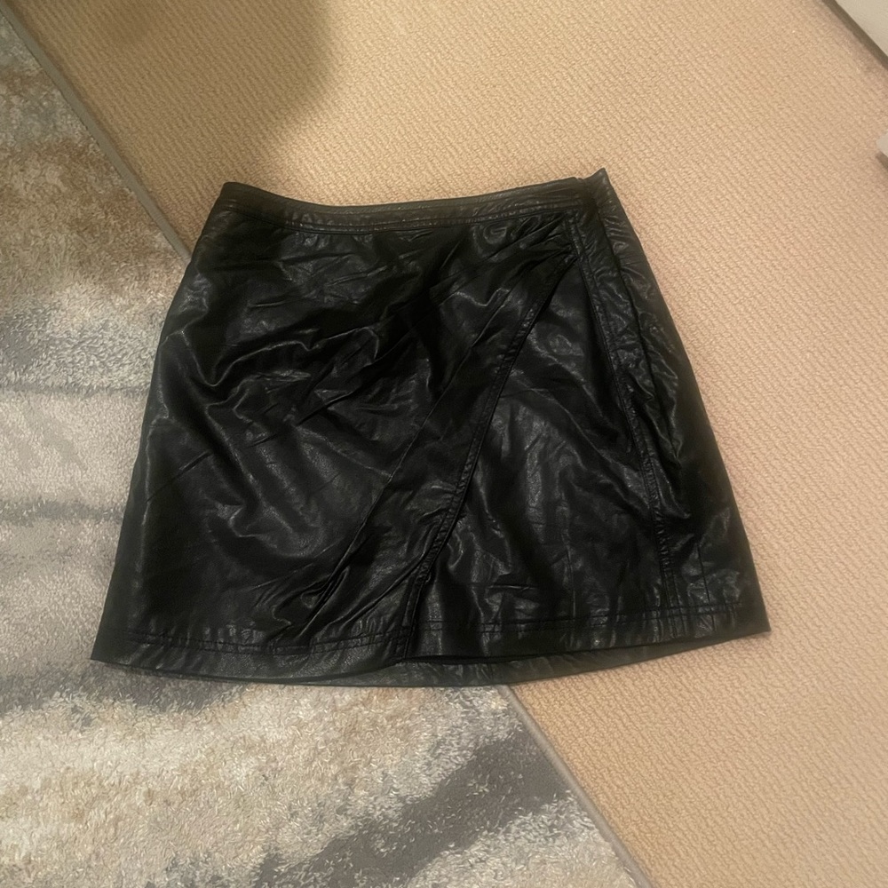 Free People Faux Leather Draped Mini Skirt